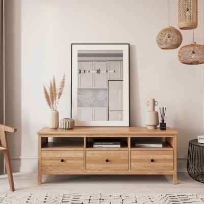 Szafka RTV dębowa SCANDIC – lity dąb, lakierowana, polska produkcja