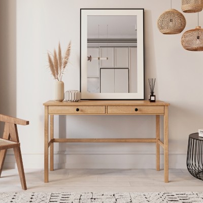 Dębowa konsola / biurko SCANDIC – z szufladami, lakierowane