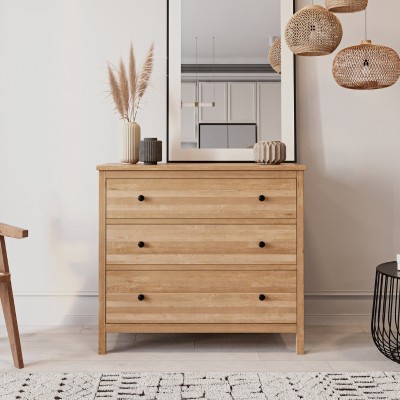 Komoda dębowa SCANDIC – 3 szuflady, lakierowana, polska produkcja