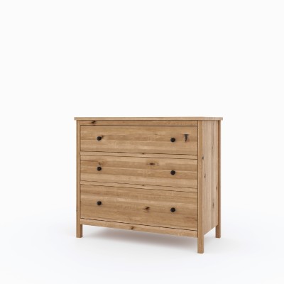Komoda z dzikiego dębu SCANDIC – 3 szuflady, lakierowana