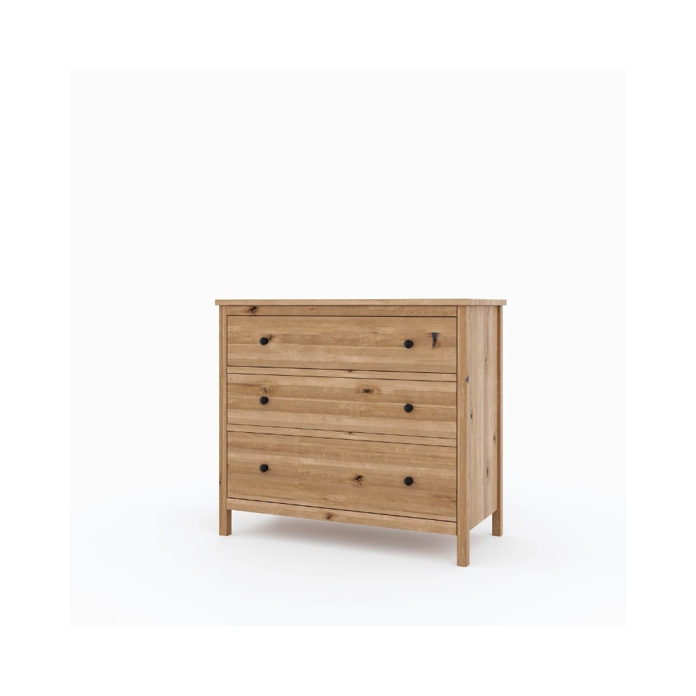 Komoda z dzikiego dębu SCANDIC – 3 szuflady, lakierowana