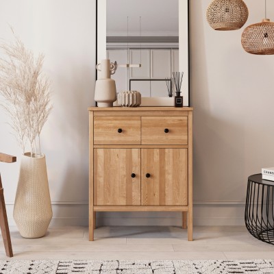 Komoda dębowa SCANDIC – szuflady i drzwiczki, lakierowana