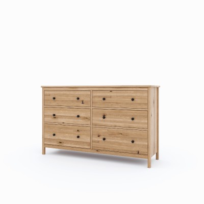 Komoda dębowa SCANDIC – sześć szuflad - pojemna