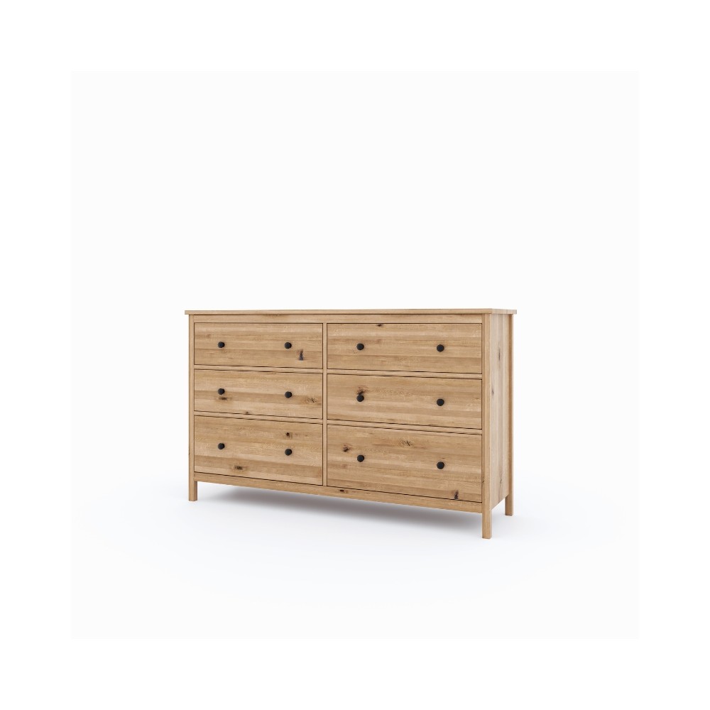 Komoda dębowa SCANDIC – sześć szuflad - pojemna