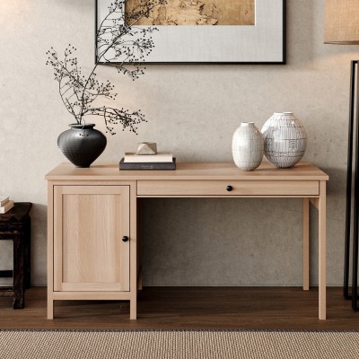 Bukowe biurko w stylu skandynawskim Scandic 1s + 1d