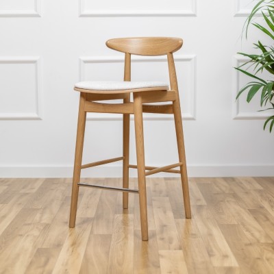 Dębowe krzesło barowe - hoker - tapicerowany II