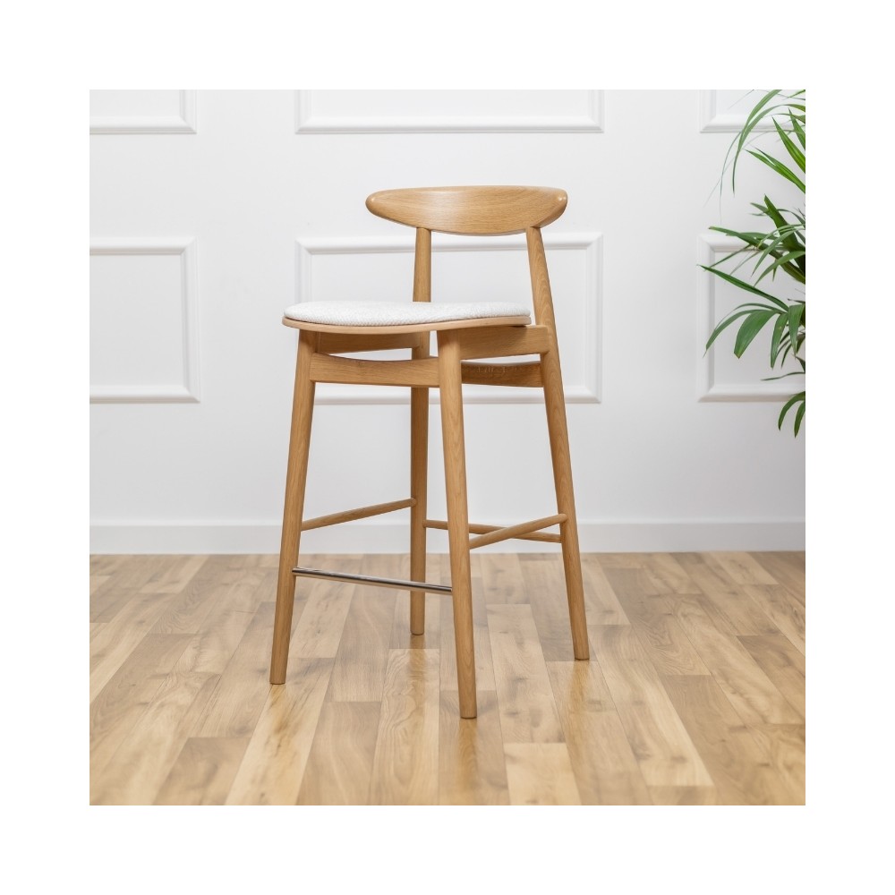 Dębowe krzesło barowe - hoker - tapicerowany II