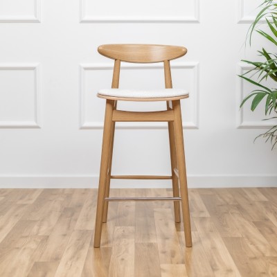 Dębowe krzesło barowe - hoker - tapicerowany II