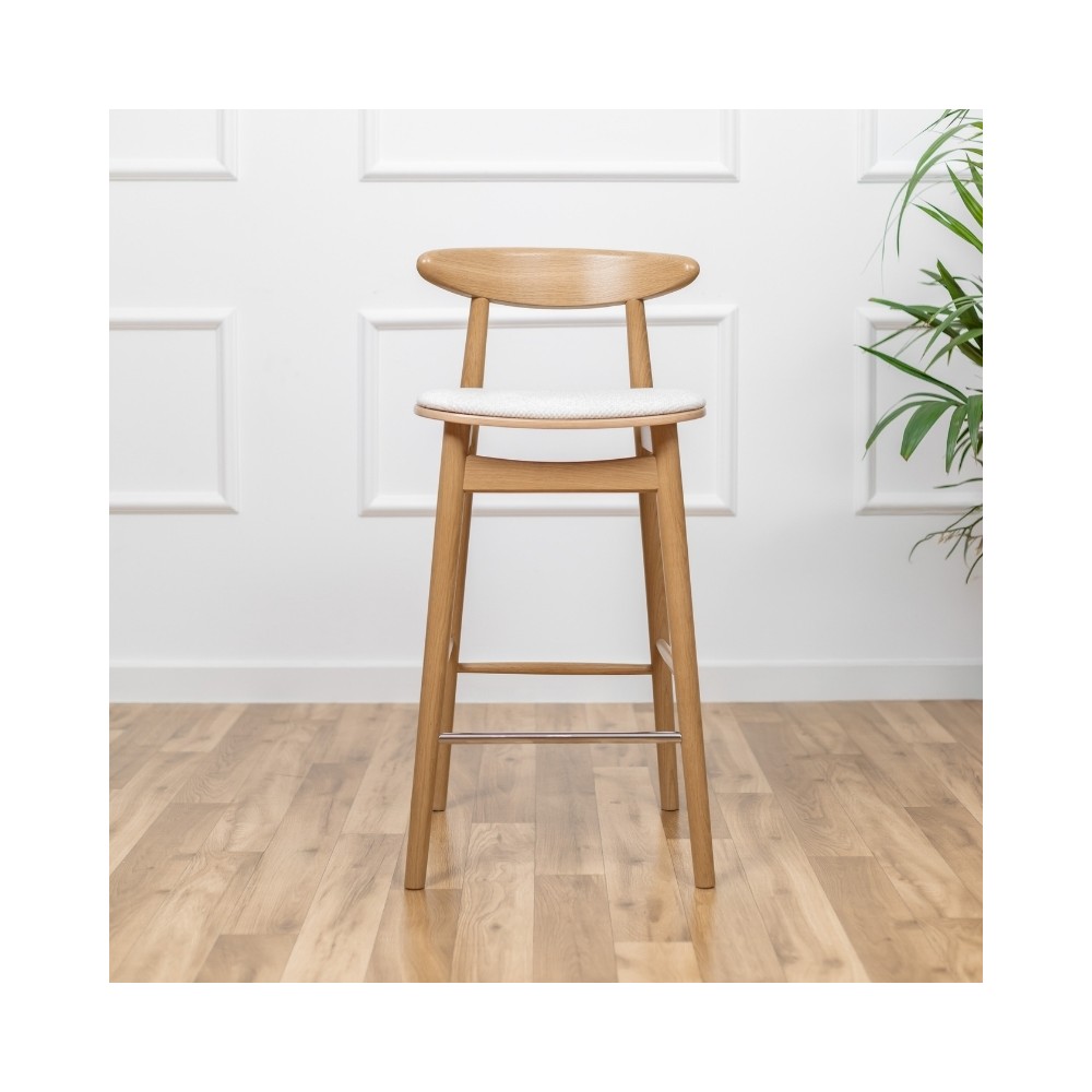 Dębowe krzesło barowe - hoker - tapicerowany II