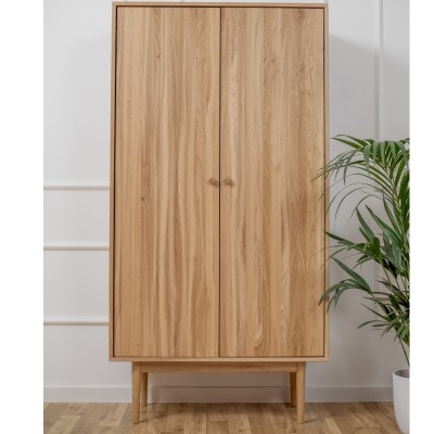 Szafa dwudrzwiowa OSLO z litego dębu – minimalistyczny skandynawski design