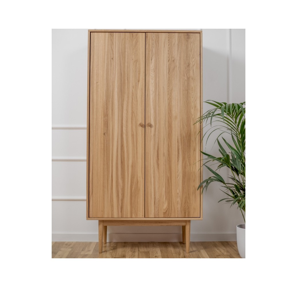 Szafa dwudrzwiowa OSLO z litego dębu – minimalistyczny skandynawski design