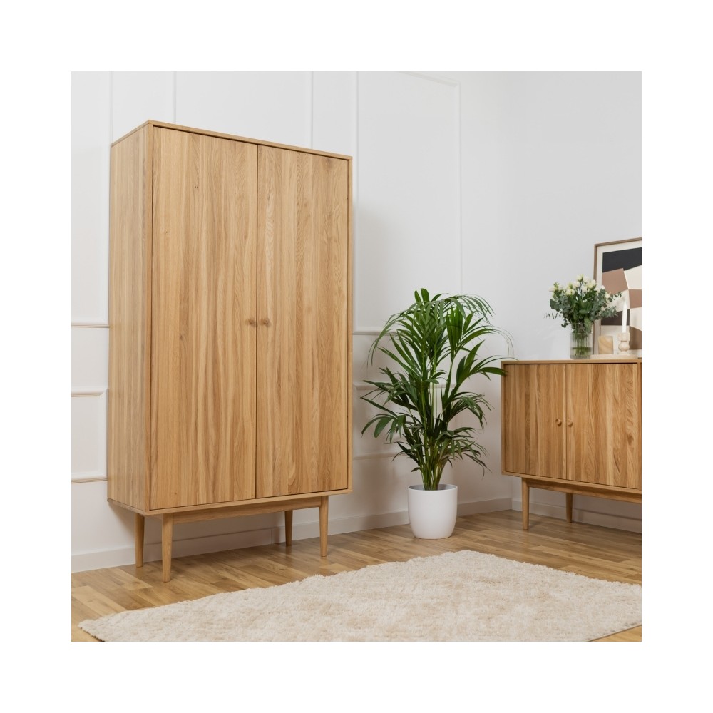 Szafa dwudrzwiowa OSLO z litego dębu – minimalistyczny skandynawski design