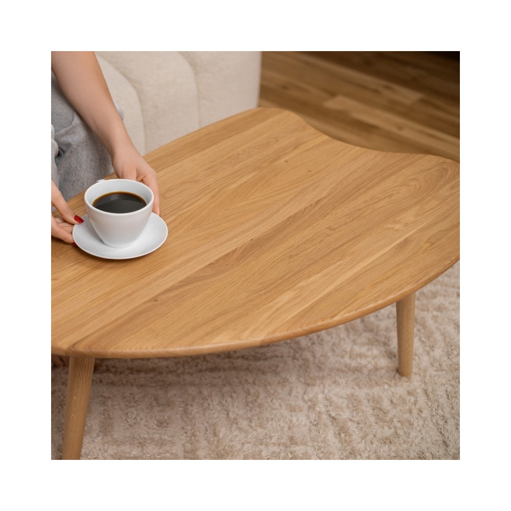 Ława dębowa CLOUD II – kompaktowy stolik kawowy z litego dębu