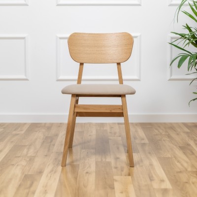 Dębowe krzesło z tapicerowanym siedziskiem Aria II