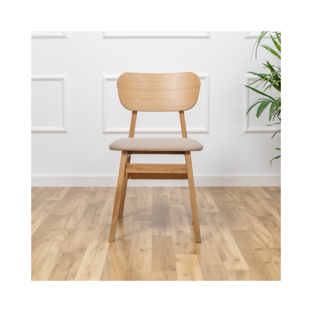 Dębowe krzesło z tapicerowanym siedziskiem Aria II