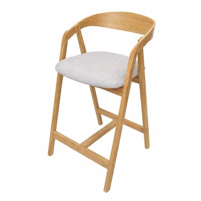 Hoker dębowy tapicerowany MH-7 | Krzesło barowe