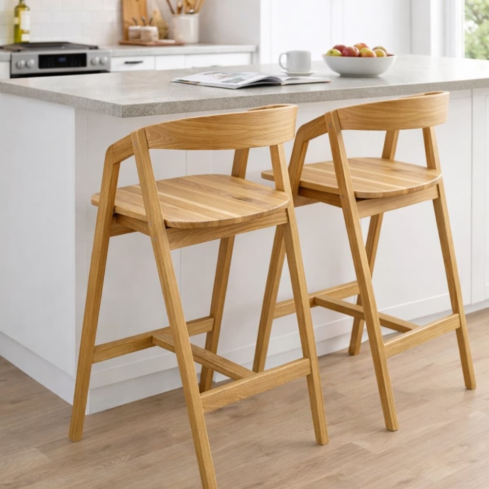 Hoker dębowy - drewniany - MH-8 | Krzesło barowe