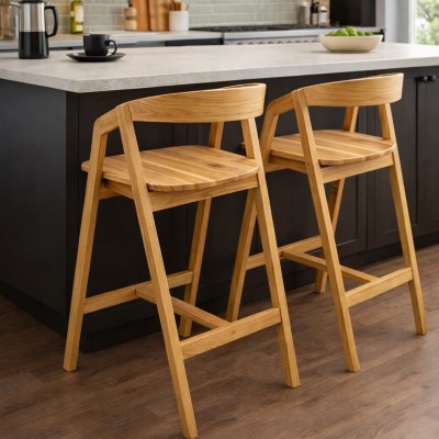 Hoker dębowy - drewniany - MH-8 | Krzesło barowe