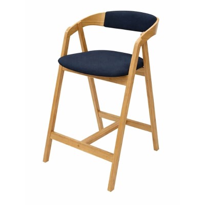 Hoker dębowy tapicerowany MH-6 | Krzesło barowe