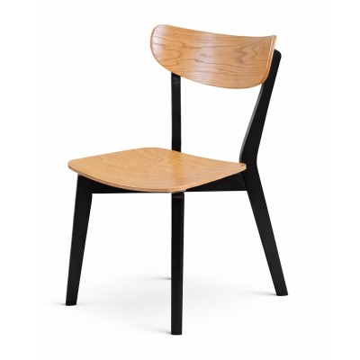 Krzesło drewniane MKR-17 | Czarne nogi, sklejka dębowa