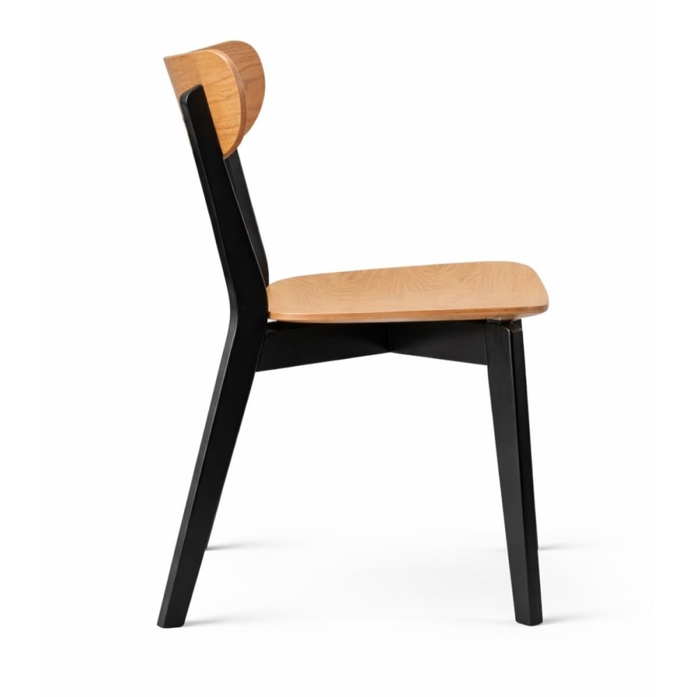 Krzesło drewniane MKR-17 | Czarne nogi, sklejka dębowa