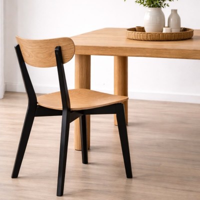 Krzesło drewniane MKR-17 | Czarne nogi, sklejka dębowa