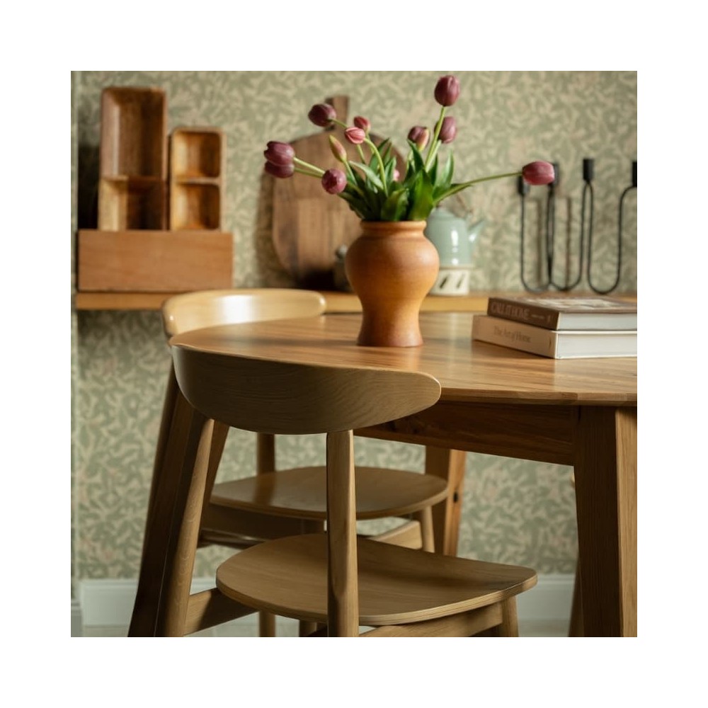 Dębowy, rozkładany okrągły stół w stylu RETRO