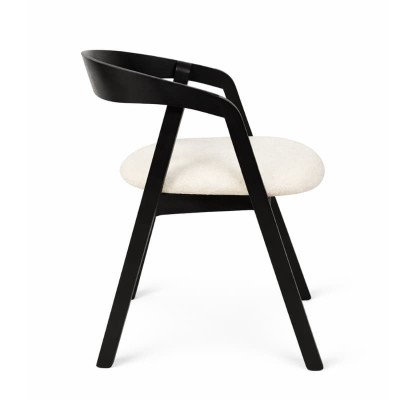 Czarne krzesło drewniane MKR-12 z tapicerowanym siedziskiem