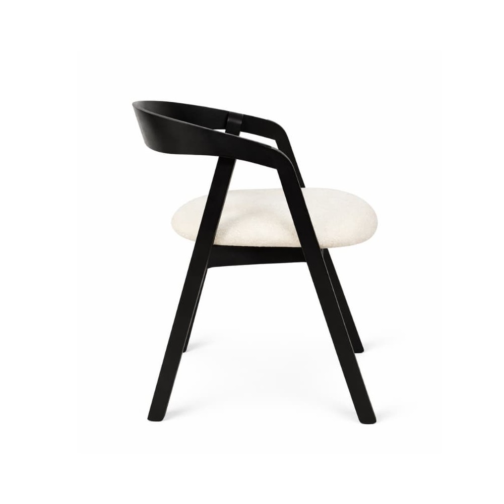 Czarne krzesło drewniane MKR-12 z tapicerowanym siedziskiem