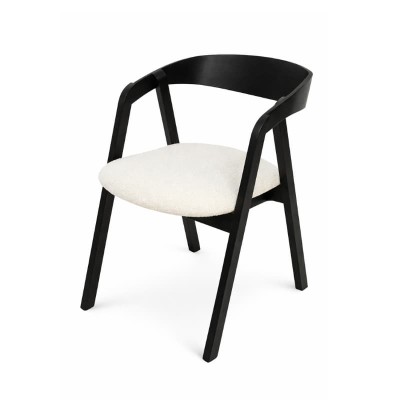 Czarne krzesło drewniane MKR-12 z tapicerowanym siedziskiem