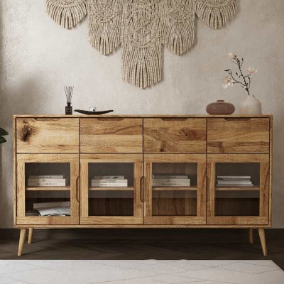 Dębowa komoda witrynka Nelson, dziki dąb