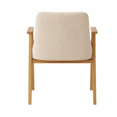 Krzesło MKR-04 z podłokietnikami – dębowe, tapicerowane beżową tkaniną