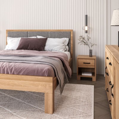 ❗️ Łóżko z litego drewna TEKO - dębowe - tapicerowane i piękne❗️