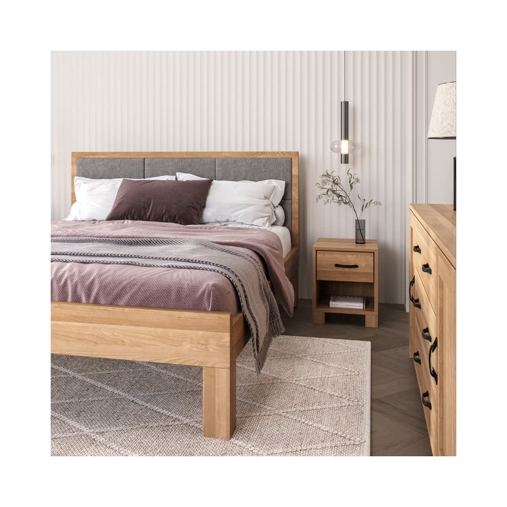 ❗️ Łóżko z litego drewna TEKO - dębowe - tapicerowane i piękne❗️