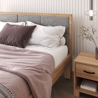 ❗️ Łóżko z litego drewna TEKO - dębowe - tapicerowane i piękne❗️