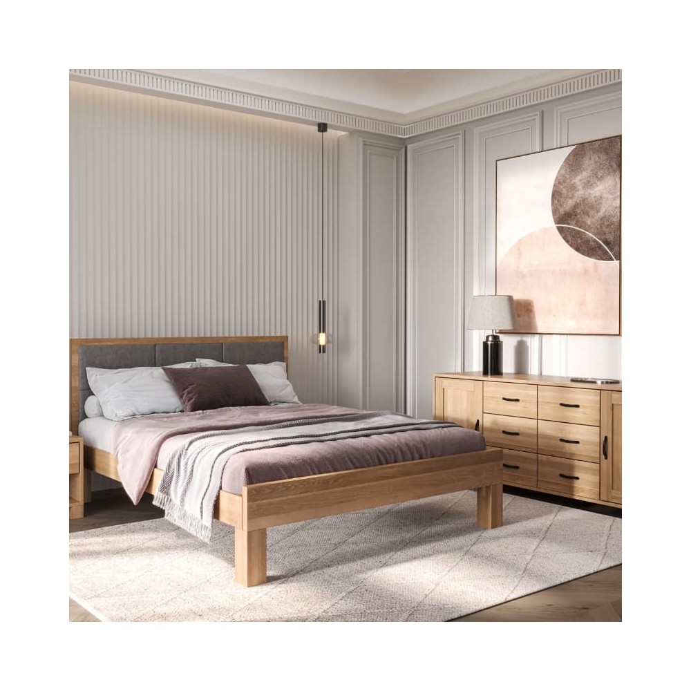 ❗️ Łóżko z litego drewna TEKO - dębowe - tapicerowane i piękne❗️