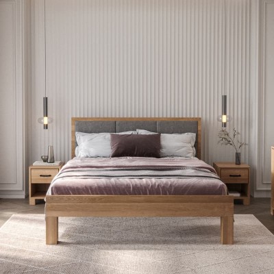 ❗️ Łóżko z litego drewna TEKO - dębowe - tapicerowane i piękne❗️