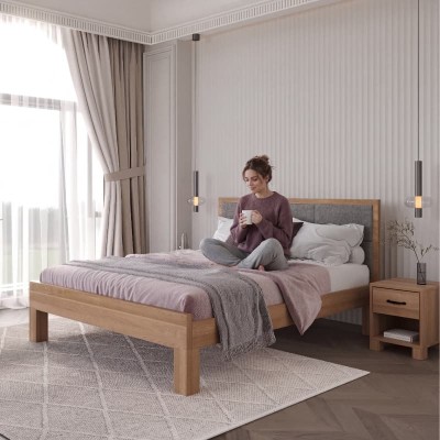 ❗️ Łóżko z litego drewna TEKO - dębowe - tapicerowane i piękne❗️