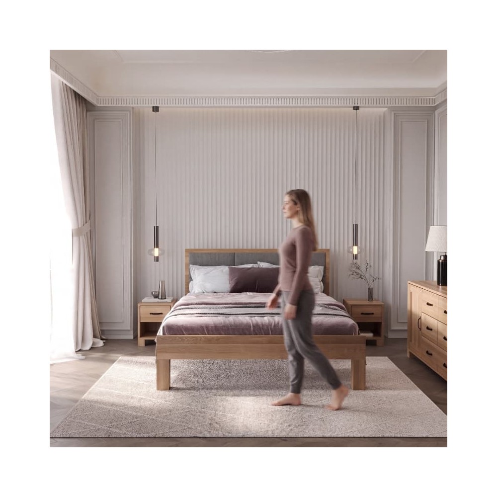 ❗️ Łóżko z litego drewna TEKO - dębowe - tapicerowane i piękne❗️