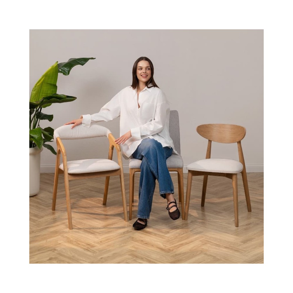 Krzesło dębowe tapicerowane z podłokietnikami MKR-45