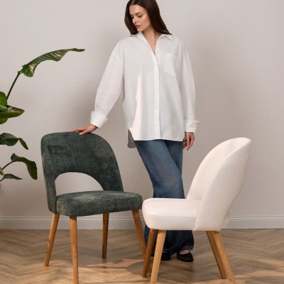 Fotel tapicerowany MKR-15 | Dębowe nogi, polska produkcja