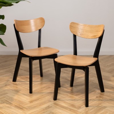 Krzesło drewniane MKR-17 | Czarne nogi, sklejka dębowa
