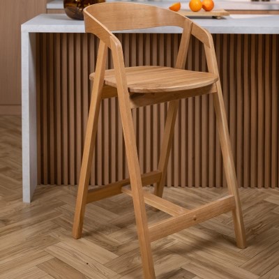 Hoker dębowy - drewniany - MH-8 | Krzesło barowe