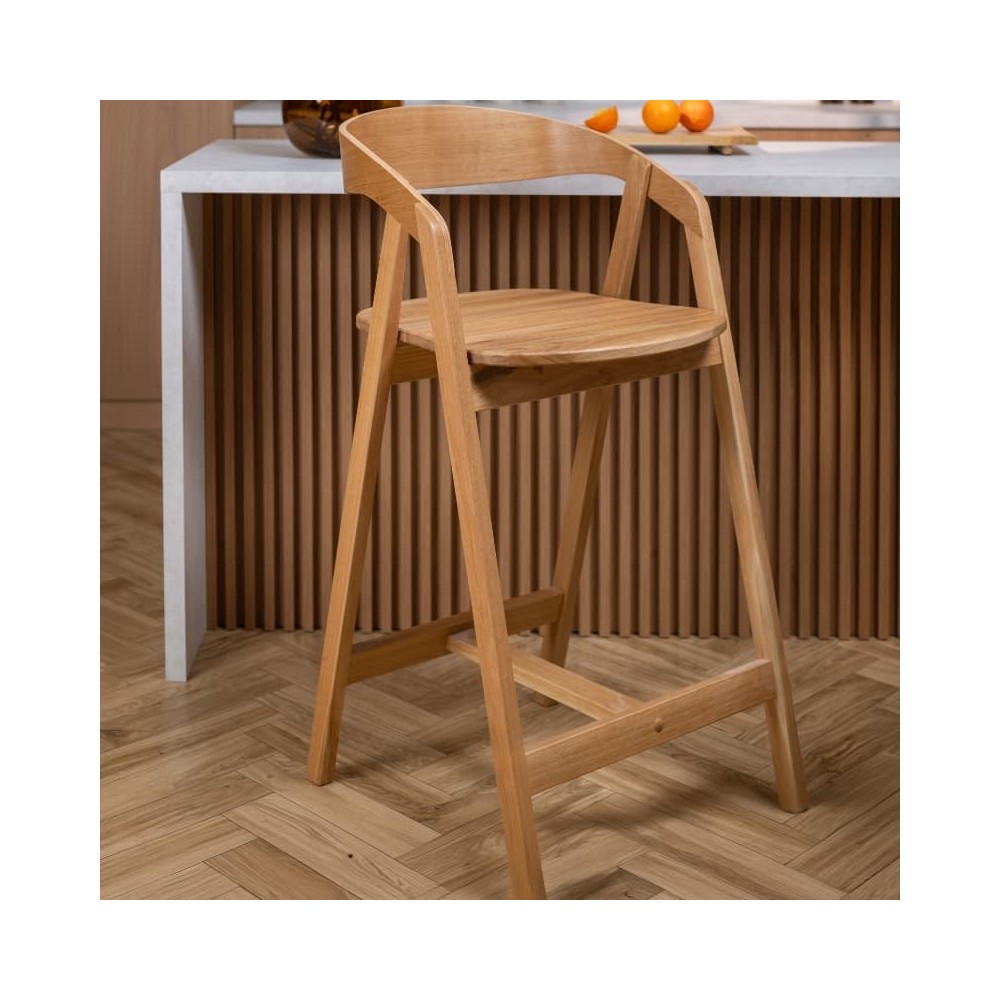 Hoker dębowy - drewniany - MH-8 | Krzesło barowe