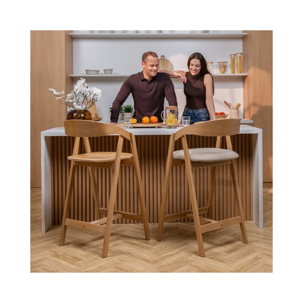 Hoker dębowy - drewniany - MH-8 | Krzesło barowe