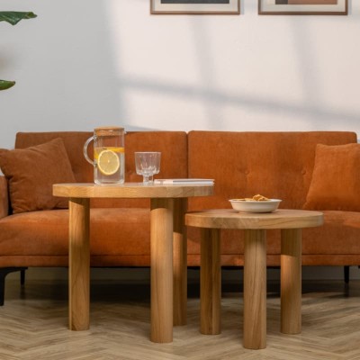 Komplet stolików kawowych dębowych HARMONIA