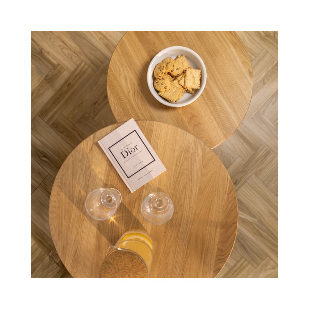 Komplet stolików kawowych dębowych HARMONIA