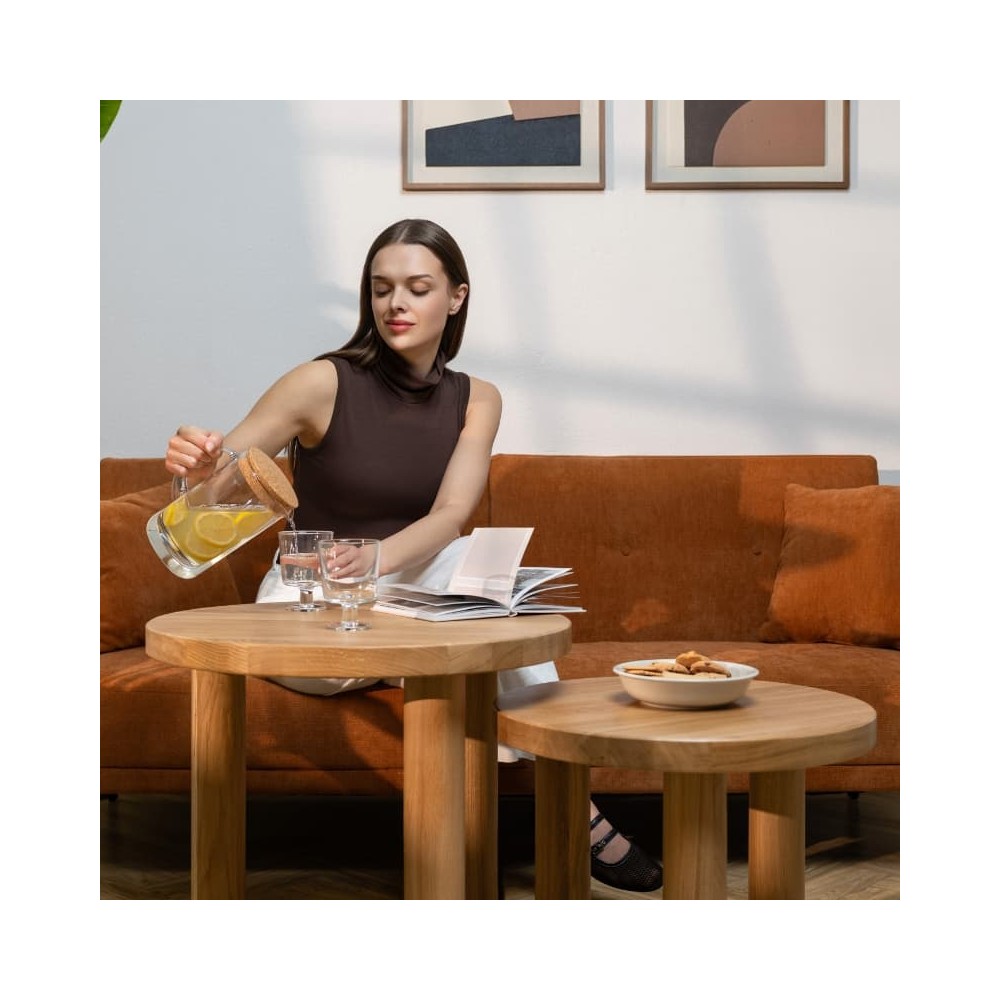 Komplet stolików kawowych dębowych HARMONIA