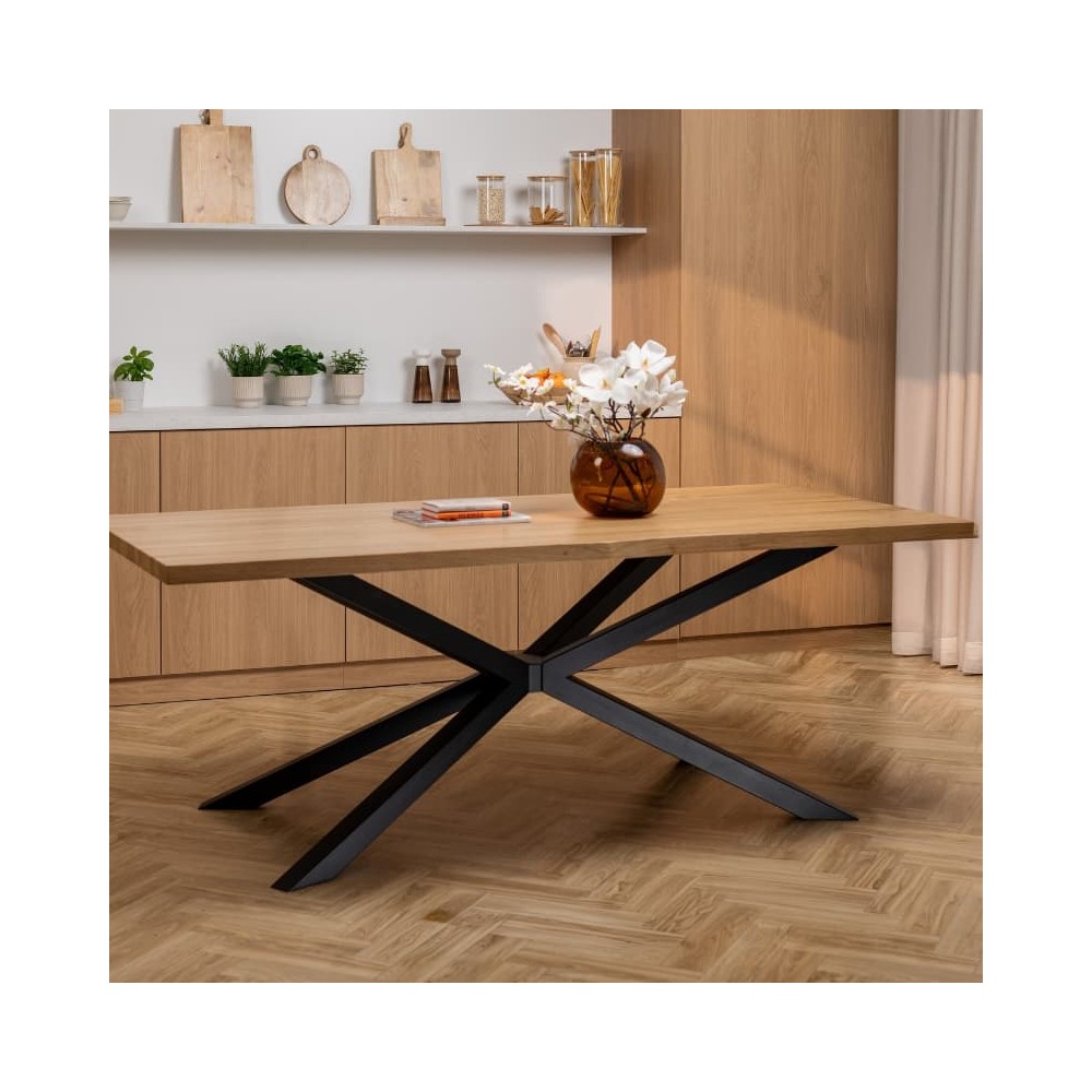 Stół dębowy Pająk z nieregularnymi krawędziami | lity dąb 4 cm | rozkładany