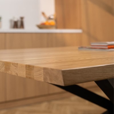 Stół dębowy V z nieregularnymi krawędziami | lity dąb 4 cm | rozkładany
